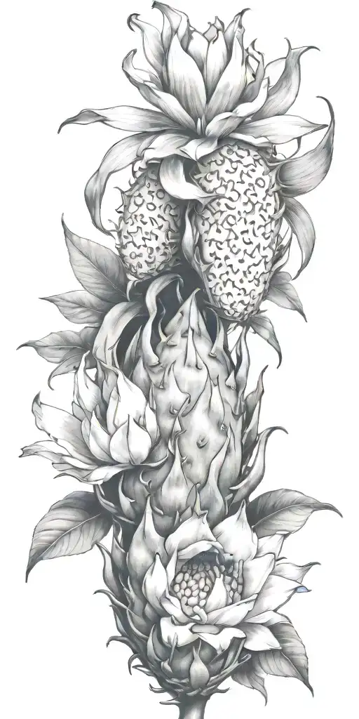 Dragonfruit Without Leaves And A Dragon Head And Plumeria