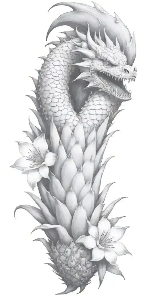 Dragonfruit Without Leaves And A Dragon Head And Plumeria