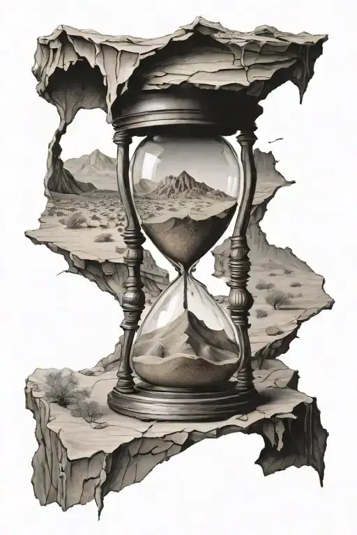 Cracked Hourglass Burried In Desert