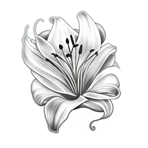 Lily Flower Around A Skull