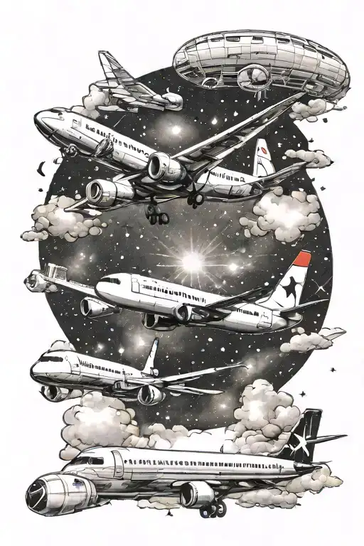 Airplane Travel And Constellation