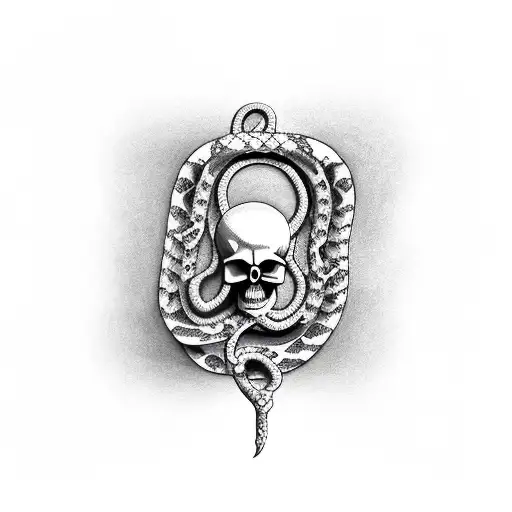 Skeleton Hand With Snake Wrapped Around