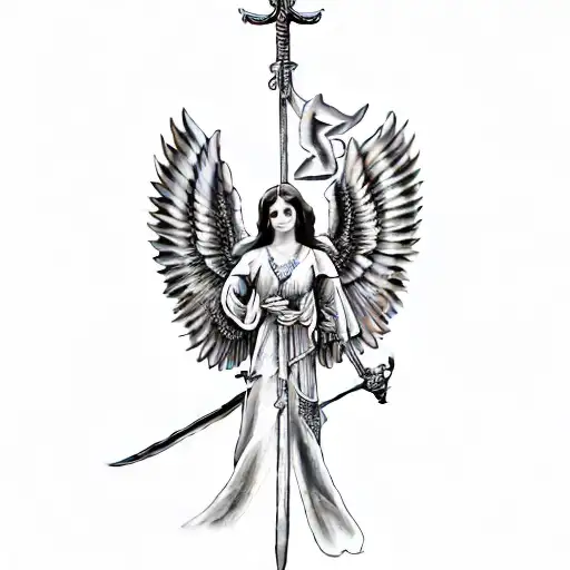 An Angel Holding A Sword