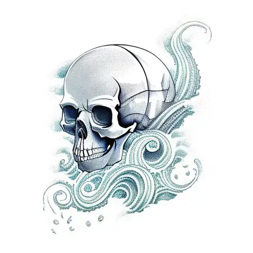 Skull With Sea Wave