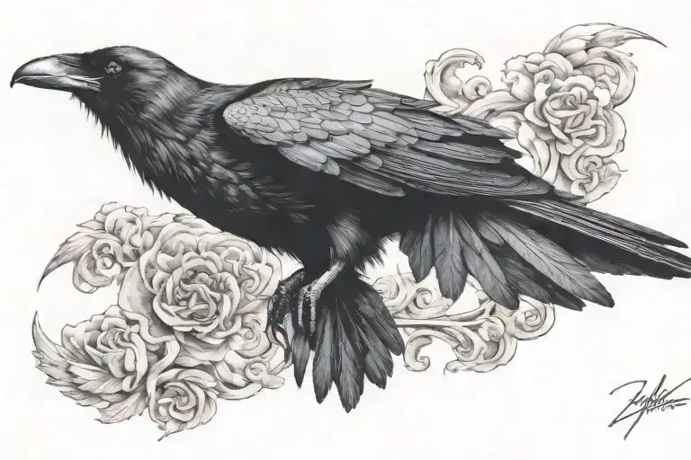 Raven Flying To The Left With Feet Exposed