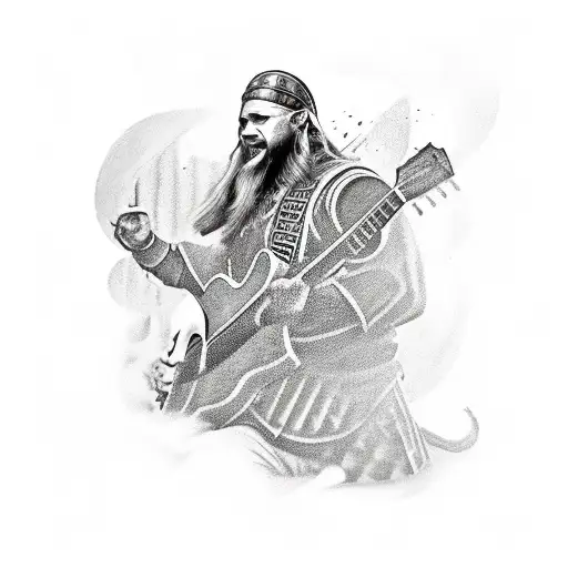 A Bearded Viking Playing Guitar