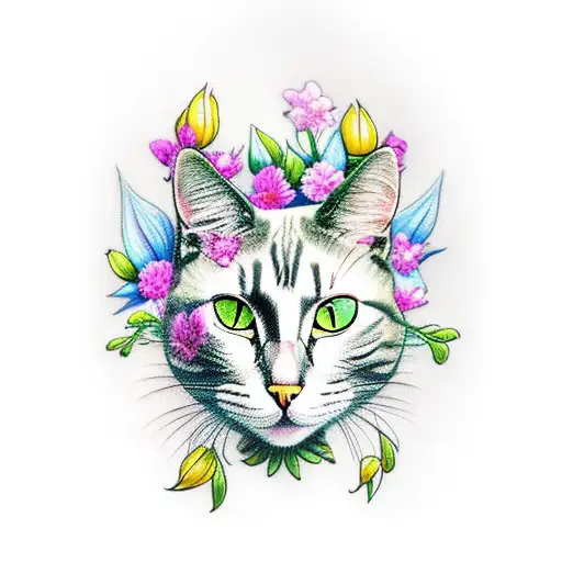 Cat With Flowers