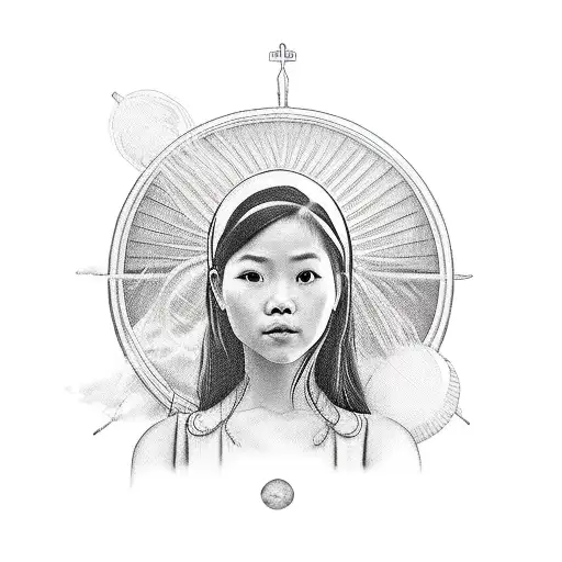 Vietnamese Girl On A Boat Floating To The Sun