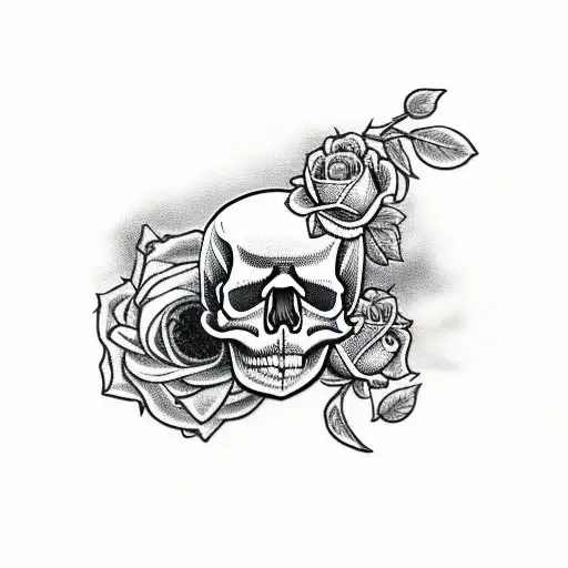 Skull And Roses With