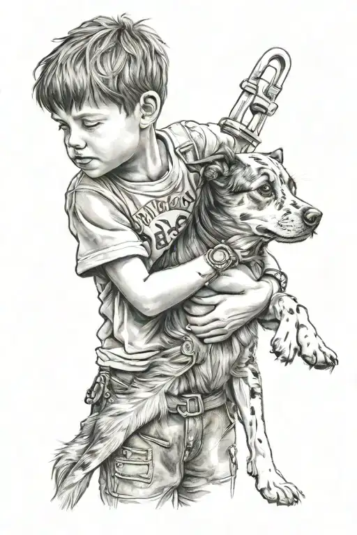 Boy With Her Dog