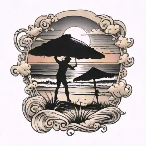 Sunset At The Beach Scene