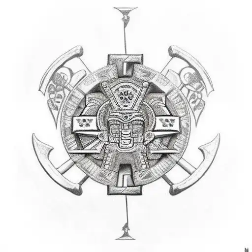 Aztec Themed Pile Of Bones With Swords