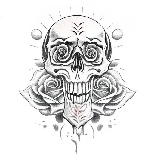 Skull With Roses Demon Bloody Mouth