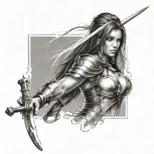 Pretty Woman Warrior Wielding A Sword