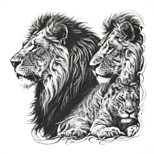 I Want A Lion Whose Face Is Divided Into 2 Lions Who Are Best Friends