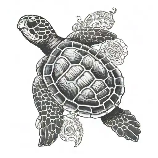 Sea Turtle With Police Badge Shell Pattern