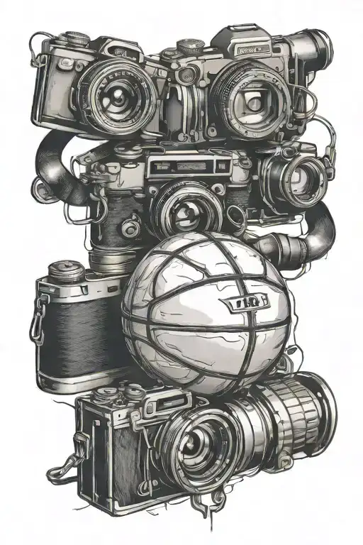 A Basketball Merging With A Camera Lens To Symbolize Your Love For Both Sports And Photography