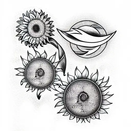 Sunflower With Triple Moon
