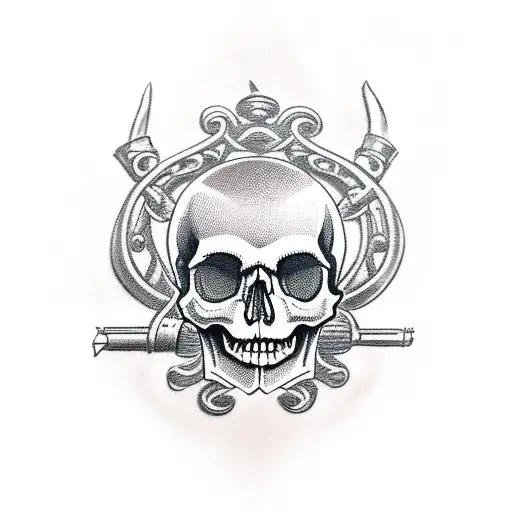 Skull With Flintlock Pistols