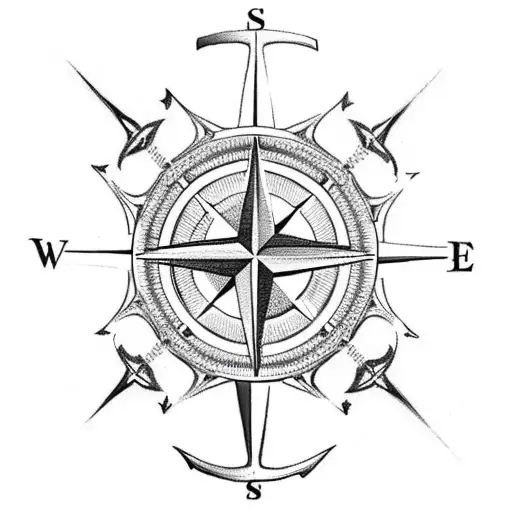 Compass Rose And Anchor