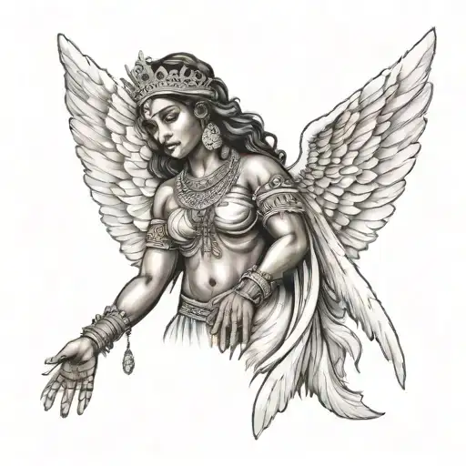 Indian Lady Guardian Angel Holding