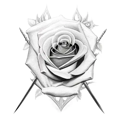 A Sword With A Rose Swirling Around Its Tip