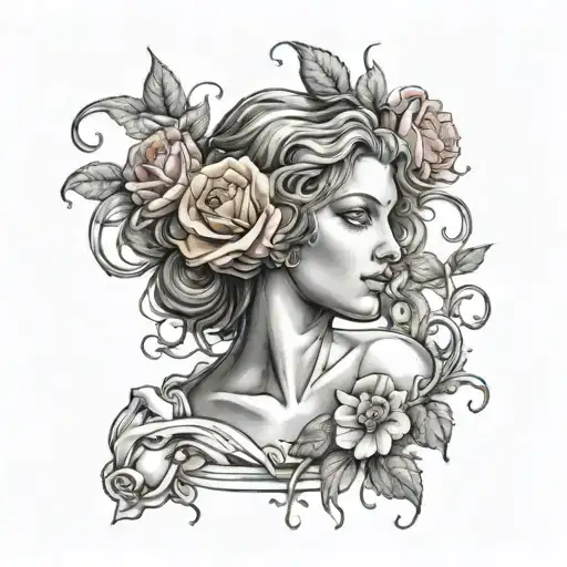 Aphrodite With Rose Blooming