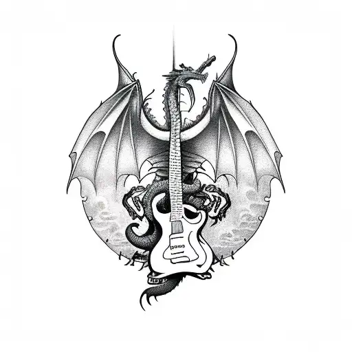 Dragon Playing A Guitar