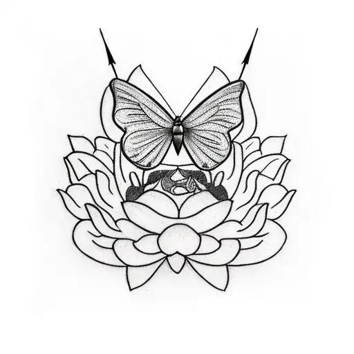 Arrow With Butterfly And Lotus Flower