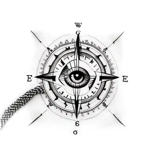 Eye With Compass Map And Rope