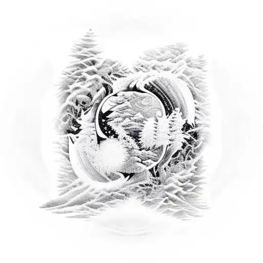 Yin And Yang Cold And Forest And Desert And Sun On The Other Side