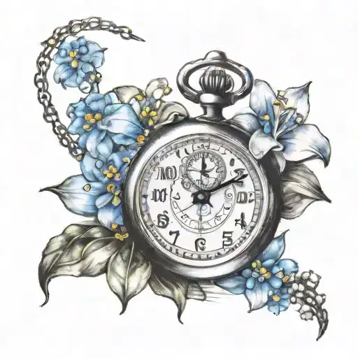Stop Watch With Time Lily Flower Forget Me Nots Name