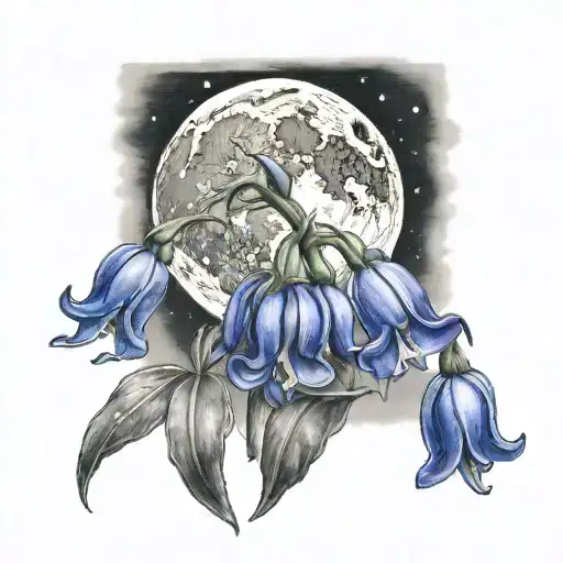 Realistic Bluebell Flying In Front Of The Moon