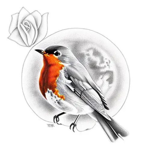 Sunrise Behind A Robin