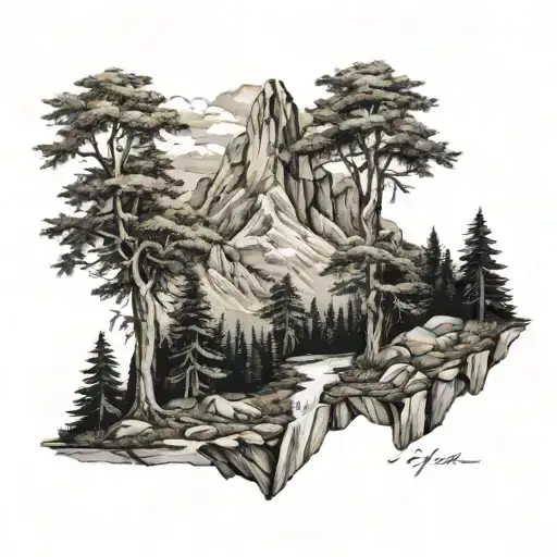 Mountains And Forest Landscape