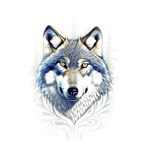 Wolf With A Forest In The Back And The Words Veni Vidi Vici