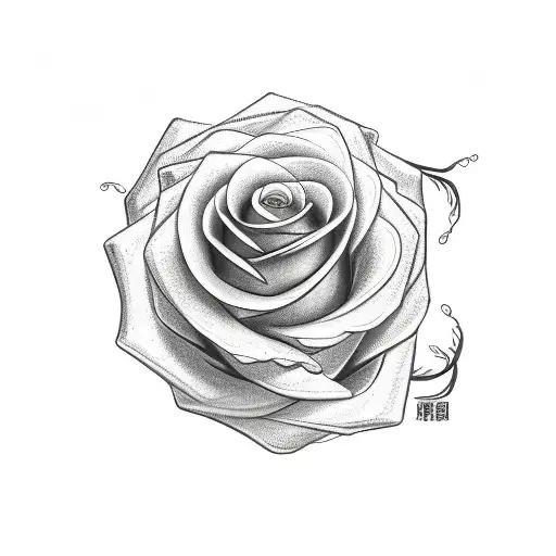 A Sketch-style Design Of A Rose Intertwined With Kaizen Symbol