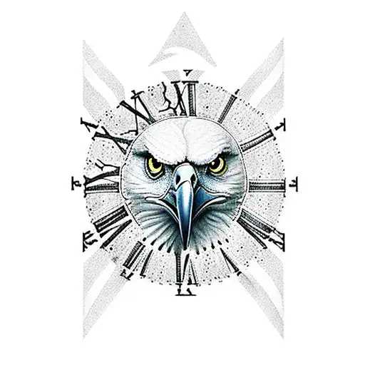 Eagle Holding A Clock Which Is Melting Into Money