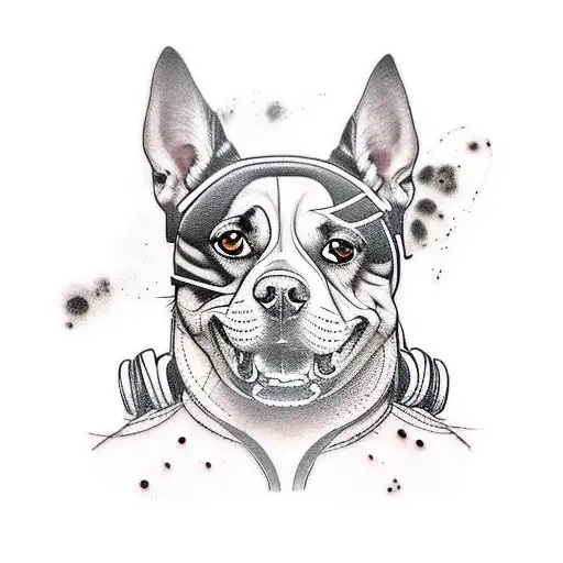 Create A Tattoo Of A Dog Running Alongside A Football Player On A Track