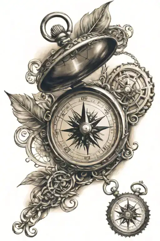 Compass And Pocket Watch