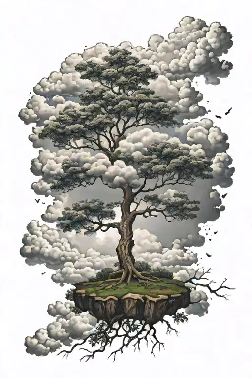 Clouds Floating With A Tree Below It