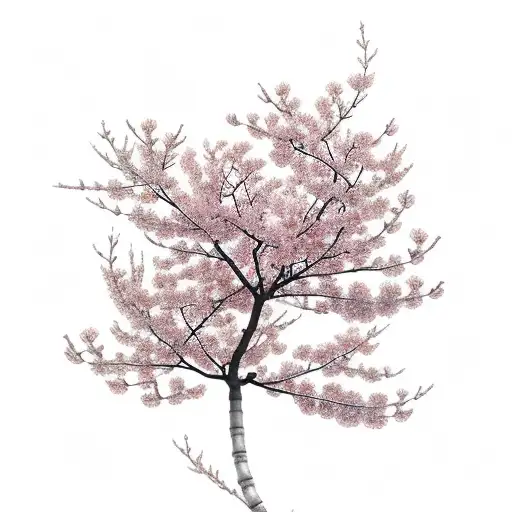 Realistic Cherry Blossom Branches Forming The Body Of A Dragon