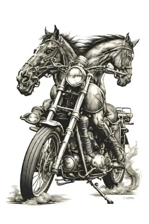 Agressive Horse And Motorcycle