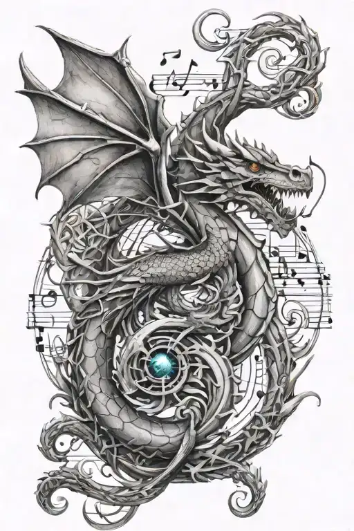 Music Notes Dragons Mythology