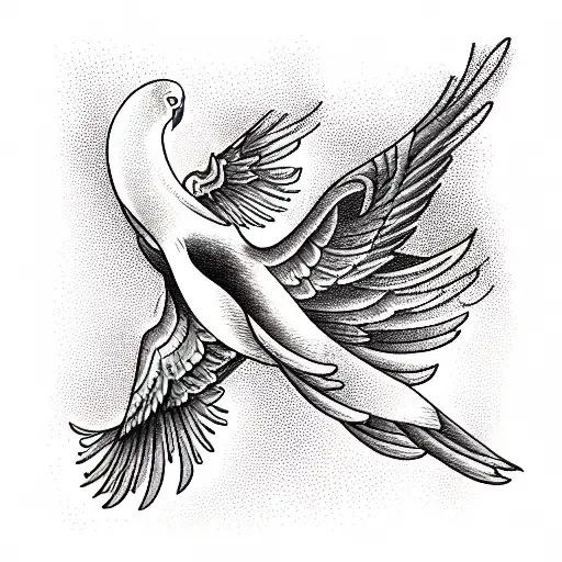 Phoenix And Albatros Fly With Together