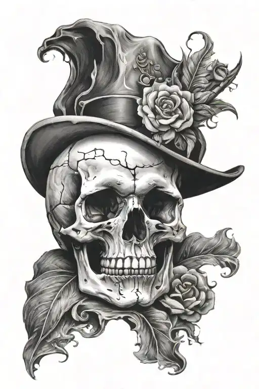 Skull In Black And Grey