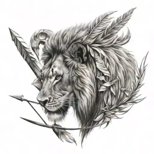 Lion With Arrows In Back Looking Away