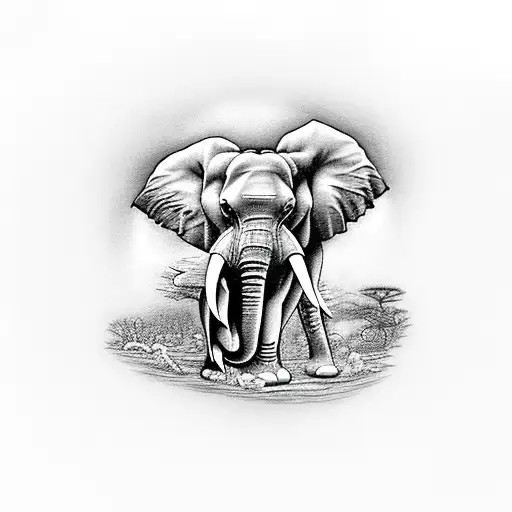 Africa With A Elephant And