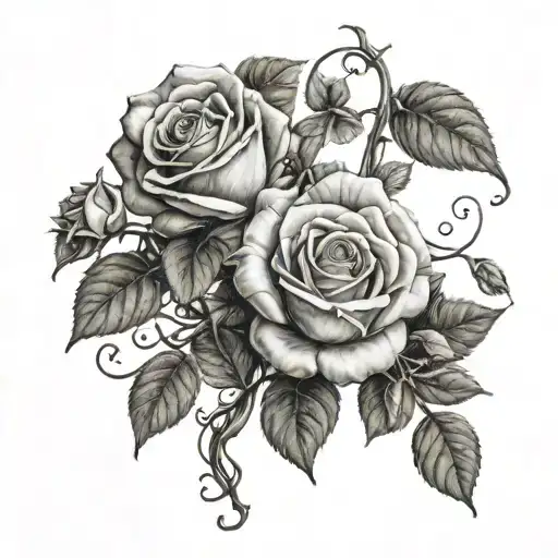 Roses Spread Out On A Vine