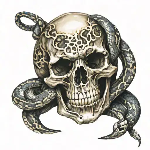 Skull With A Snake